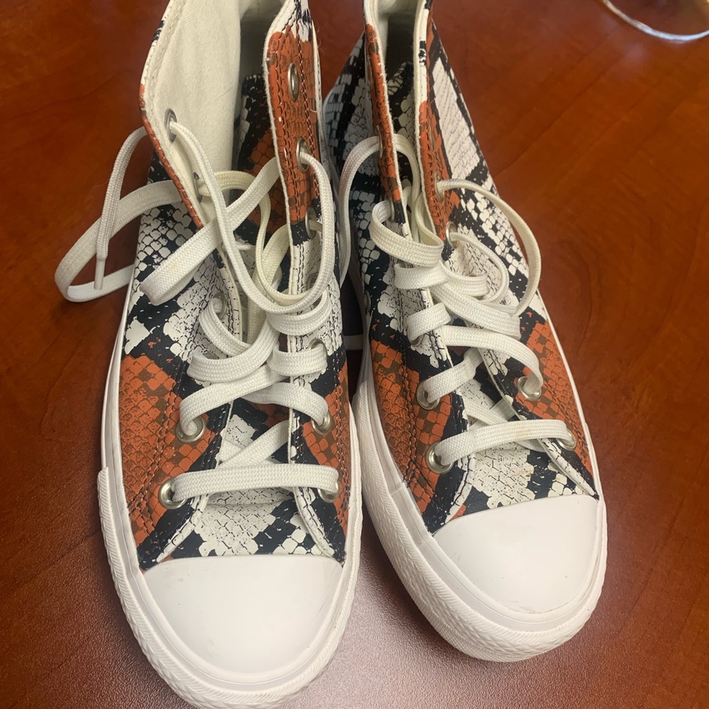 Converse High-Top Sneakers - Orange, Black, and White